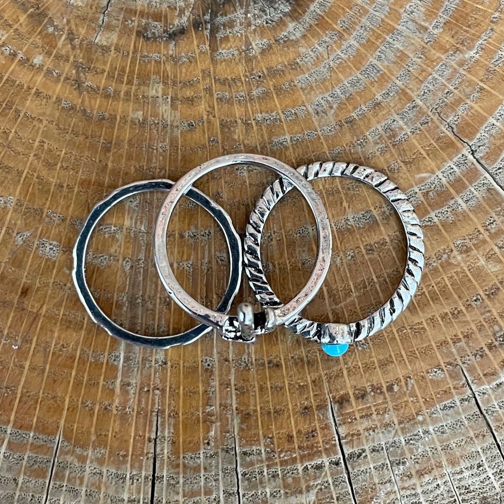 Saguaro Cactus and Turquoise Stacking Ring Set - Picture 3 of 3
